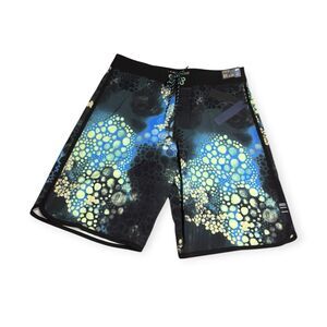 Depactus Head High Board Shorts Size 31 Blue Dark Gray Stretch Beach BNWT